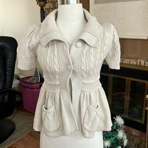 French Connection button-down empire waist knit cardigan cream colored, XS